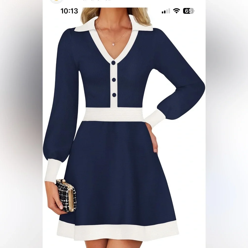 NWT ZESICA Long Sleeve V Neck Sweater Dress Sz XL Women - Picture 8 of 9